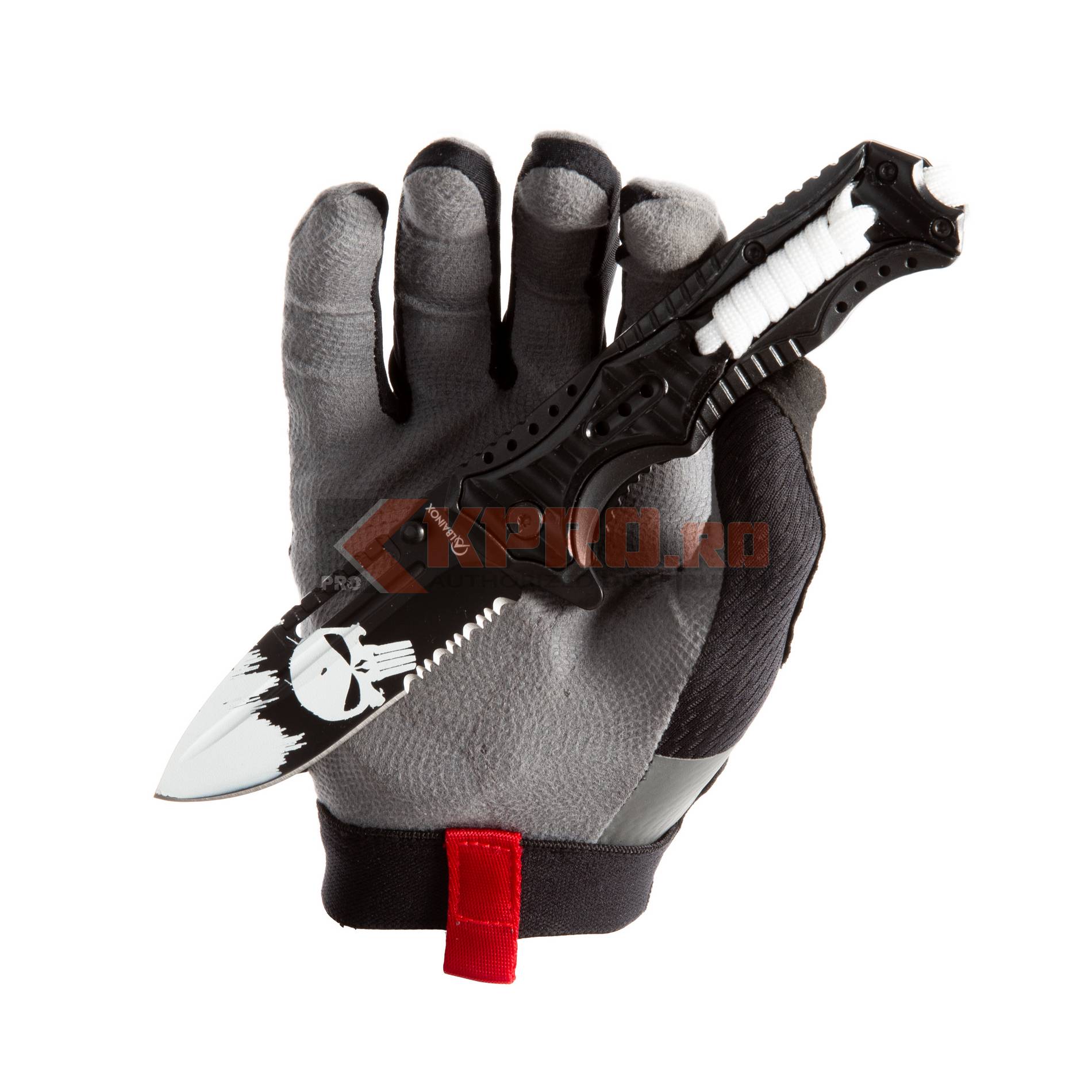 Briceag cap de mort Albainox 9.5cm 18803 Briceag cu cap de mort cu lama serata