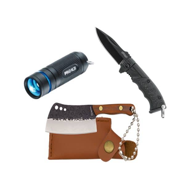 Set EDC Breloc - briceag, cutit si lanterna